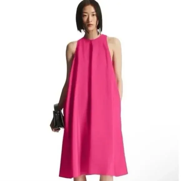 COS | Dresses | Cos Womens Racer Neck Midi Shift Dress W Pockets Pink Size  2 | Poshmark